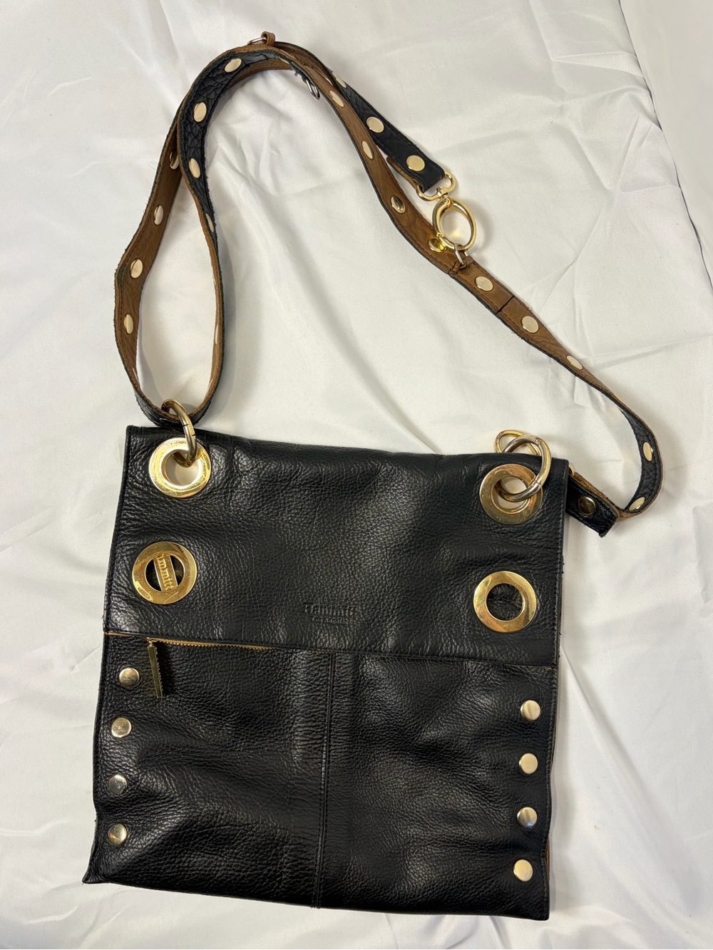 Hammitt Montana Large Reversible Crossbody | Black & Brown/Gold Leather